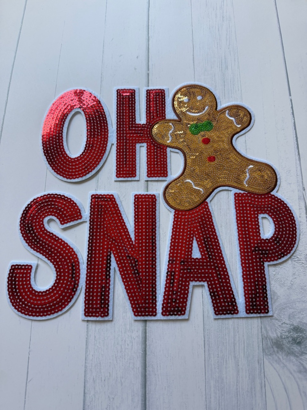 OH SNAP Christmas Sequin Heat Transfer | Gingerbread Holiday Iron On